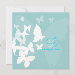 Invitation Flutting by... papillon blanc/bleu