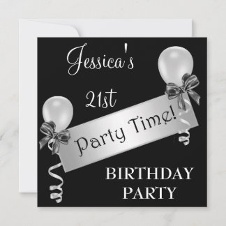 Invitation Flux d'argent noir et blanc Vaches et ballons