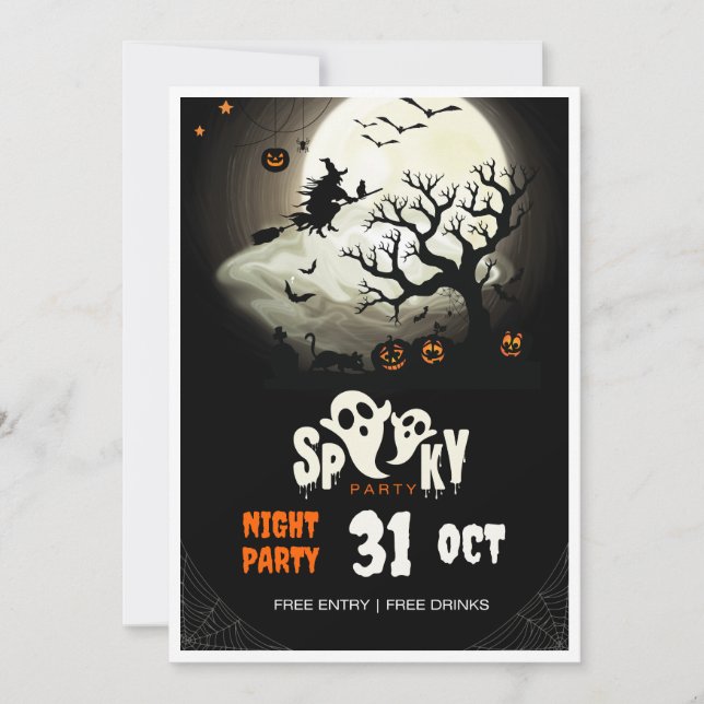 Invitation Flyer de soirée d'Halloween effrayant (Devant)