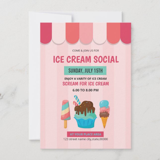 Invitation Flyer d'invitation sociale de la crème glacée (Devant)