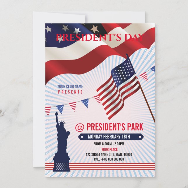 Invitation Flyer du jour du président américain (Devant)