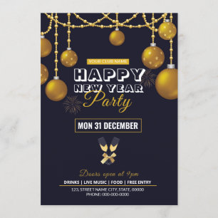 Invitation Flyer pour la fête du Nouvel An