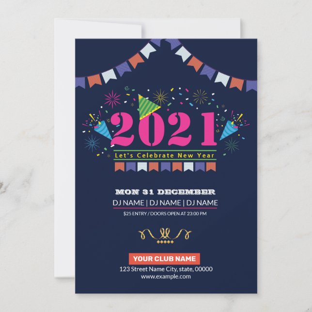 Invitation Flyer pour la fête du Nouvel An (Devant)