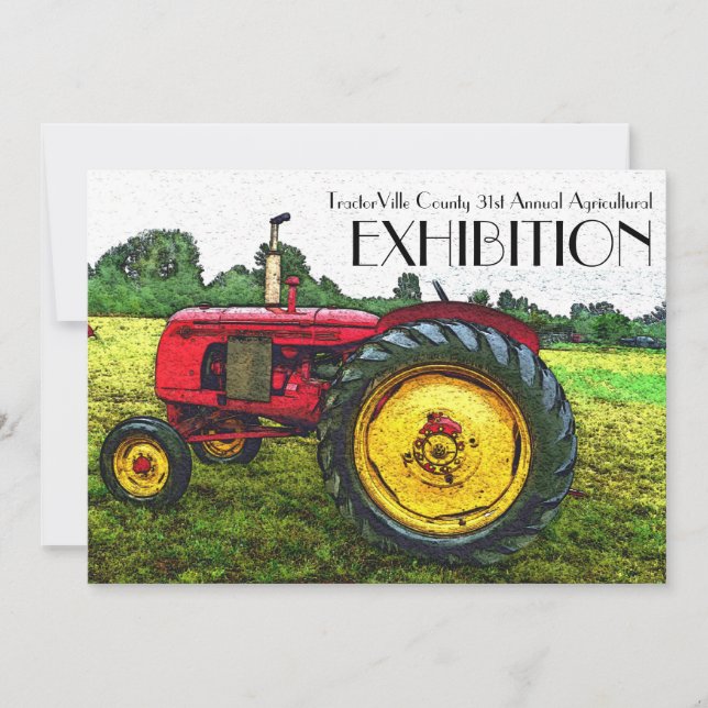 Invitation Foire agricole, traction de tracteur, exposition (Devant)