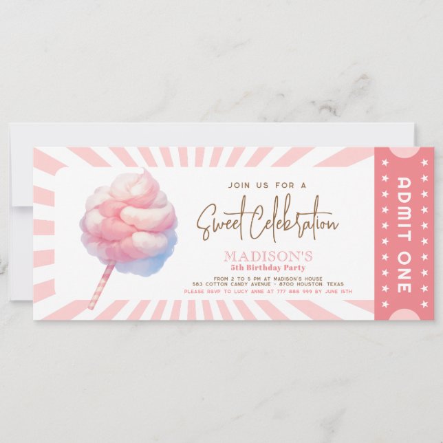 Invitation Foire carnavalesque Cotton Candy Girls billet d'en (Devant)