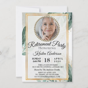 Invitation Foliage Botanique Feuilles Photo Retraite Party