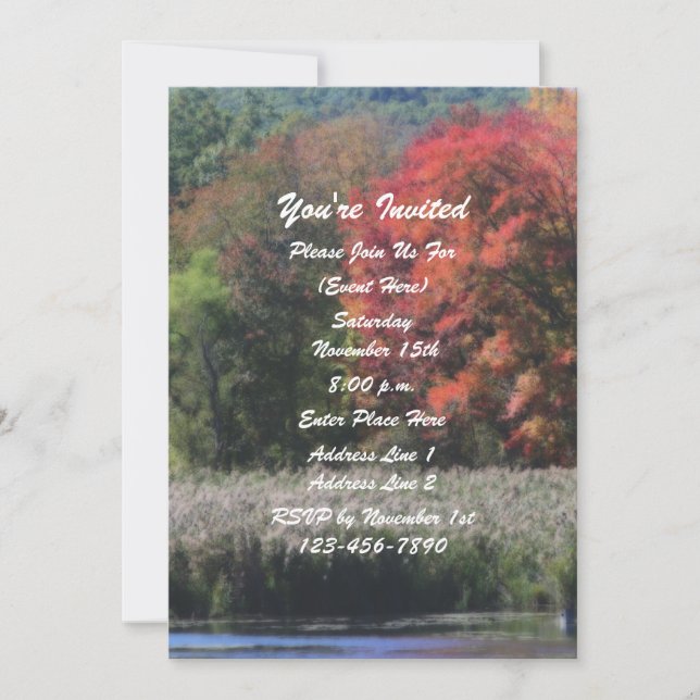 Invitation Foliage d'automne Pond Nature Party (Devant)