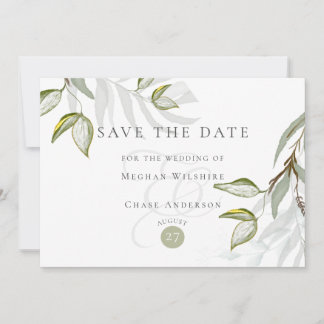 Invitation Foliage de sauge poussiéreuse rustique aquarelle E