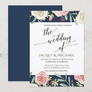 Invitation Foliage des Roses Mariages de la Marine et de la F