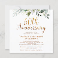 Foliage Faux Or Calligraphie 50e Anniversaire