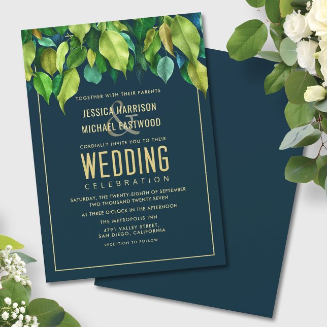 Invitation Foliage Jardin Automne Feuilles Verdure Mariage mo (Créateur téléchargé)