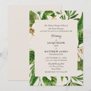 Invitation Foliage moderne Parents Crème Mariage Matte