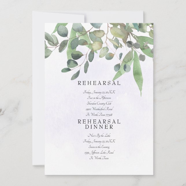 Invitation Foliage Pale Lavender Splash Mariage (Devant)