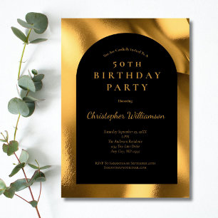 Invitation Folie d'or Noir Hommes Moderne Arche 50e Anniversa