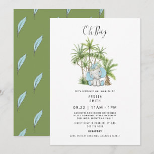 Invitation Folie tropicale Joli éléphant Boho Oh garçon