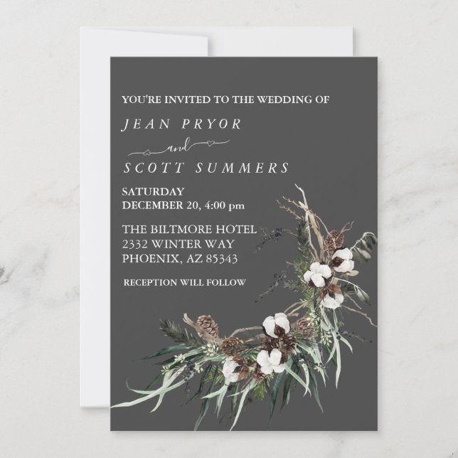 Invitation Foliing Mariage de Noël d'hiver (Devant)