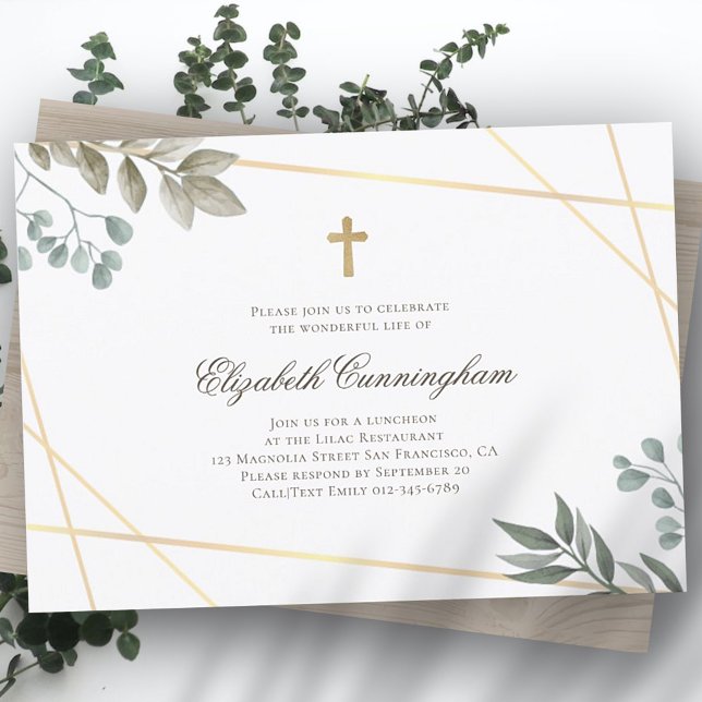 Invitation Folio aquarelle funéraire Mémorial Géométrique (Créateur téléchargé)