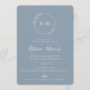 Invitation Folio d'art Dusty Blue Engagement Party