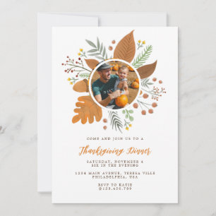 Invitation Folithe d'automne Wreath Thanksgiving Dîner Photo
