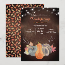 Invitation Folithe de Thanksgiving, flammes Citrouilles en Ru