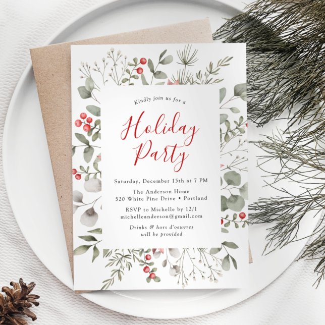 Invitation Folithe d'hiver et fête de vacances de Holly Berri (Créateur téléchargé)