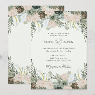 Invitation Folithe et flore Mariage vert clair