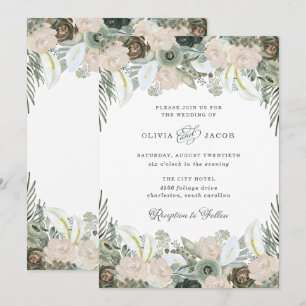 Invitation Folithe et flore  Sage Green Mariage