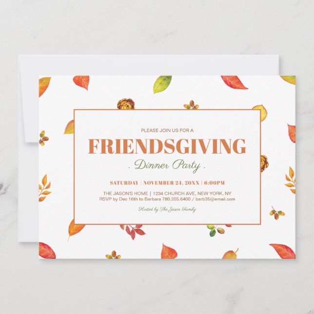 Invitation Folithe moderne Thanksgiving, Friendsgiving Party (Devant)