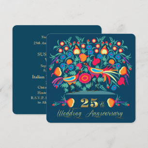 Invitation Folk Art 25ème anniversaire Mariage