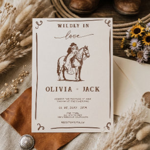 Invitation Folle Amour Mariage Western Rustique Cheval