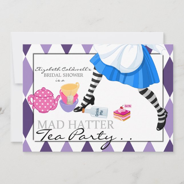 Invitation folle de thé de Fête de la mariée de (Devant)