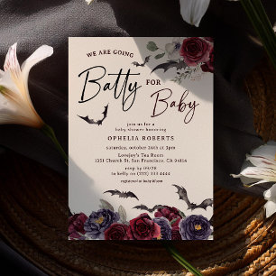 Invitation Folle Florale pour Bébé Fête Prénatale d'Halloween
