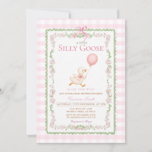 Invitation Folle oie rose Baby Shower Coquette Oie