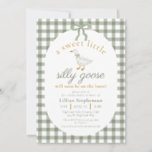 Folle Oie Vert Gingham Arc Neutre Baby Shower