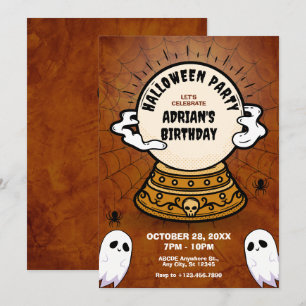 Invitation Foncé magique boule de fortune halloween anniversa