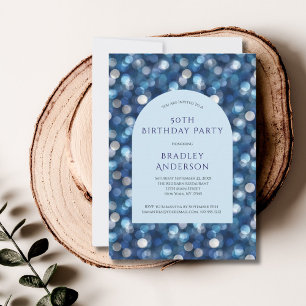 Invitation Fond Bokeh Bleu Arche Pour Son 50e Anniversaire