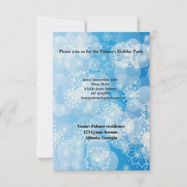 Invitation Fond de flocon de neige (Devant)