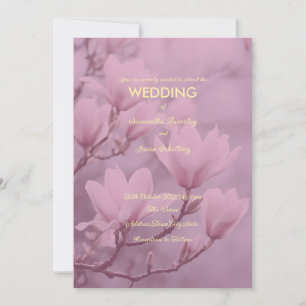Invitation Fond de magnolia rose et blanc classique