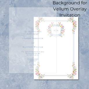 Invitation Fond de mariage à crête de fleur sauvage bleue élé