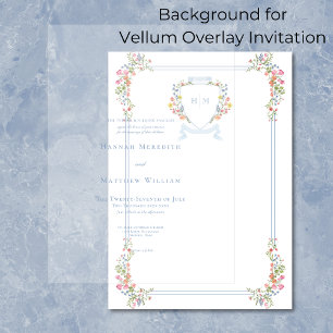 Invitation Fond élégant à motif de fleurs sauvages bleu pouss