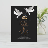 Fond élégant or et noir Pigeons blancs