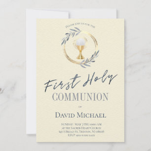 Invitation fond jaune pâle Première Sainte Communion