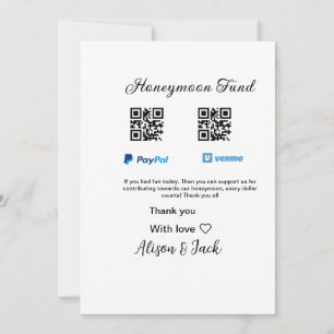 Invitation Fonds de lune de miel venomo paypal don Q R couple