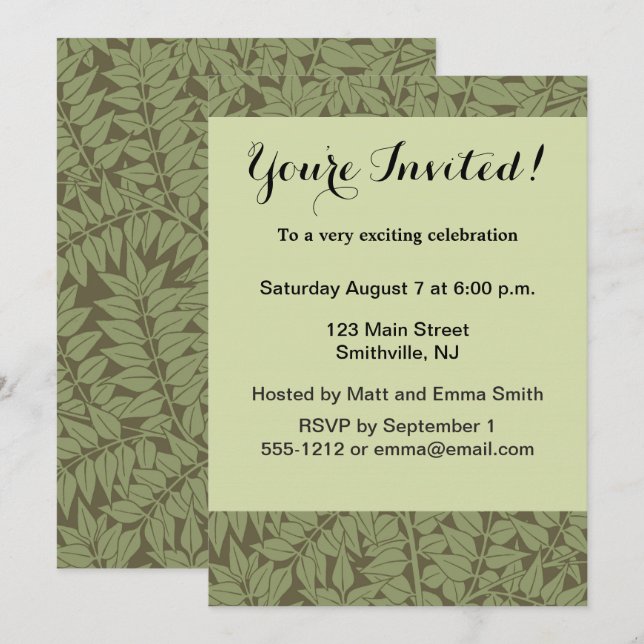 Invitation Fonds d'écran Feuille de la succursale William Mor (Devant / Derrière)