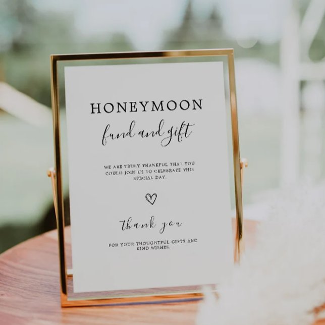Invitation Fonds Lune de Miel Moderne QR Code Sign, Mariage (Modern Honeymoon Fund QR Code Sign, Wedding Invitation)