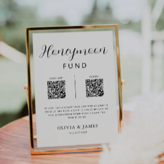 Invitation Fonds Lune de Miel QR Code Minimaliste, Mariage