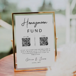 Invitation Fonds Lune de Miel QR Code Minimaliste, Mariage
