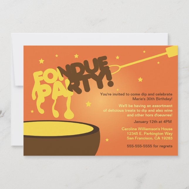 Invitation Fondue Party - Fromage (Devant)