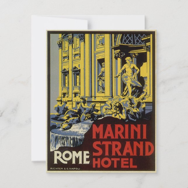 Invitation Fontaine de Trevi vintage, Hôtel Marini Strand, Ro (Devant)