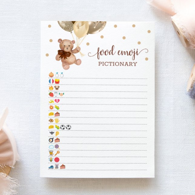 Invitation Food Emoji Pictures jeu Brown Teddy Bear Card (Créateur téléchargé)